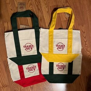 TRADER JOES MINI CANVAS TOTe BAG SET OF 4